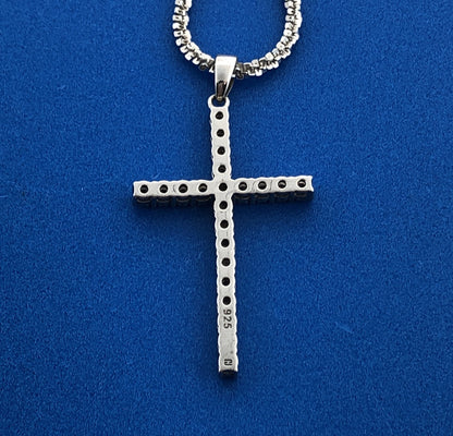 Karizma Spa KA 1772 Italy 925 Sterling Silver Diamond Cross Adjustable Necklace
