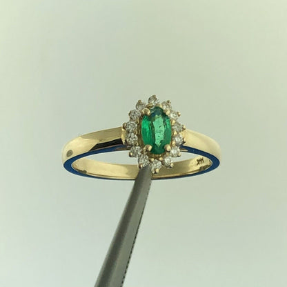 ANGARA 14K Yellow Gold Oval Emerald Diamond Halo Princess Diana Inspired Ring
