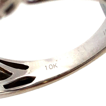 Designer IKS 10K White Gold Round Diamond Cluster Halo Statement Engagement Ring