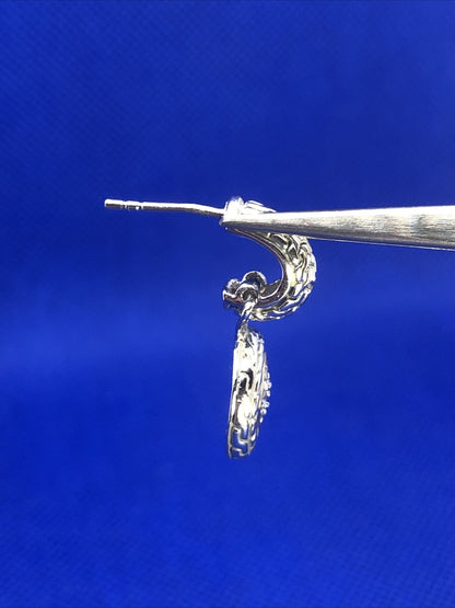 925 Sterling Silver Cubic Zirconia Circle Statement Stud Dangle Earrings