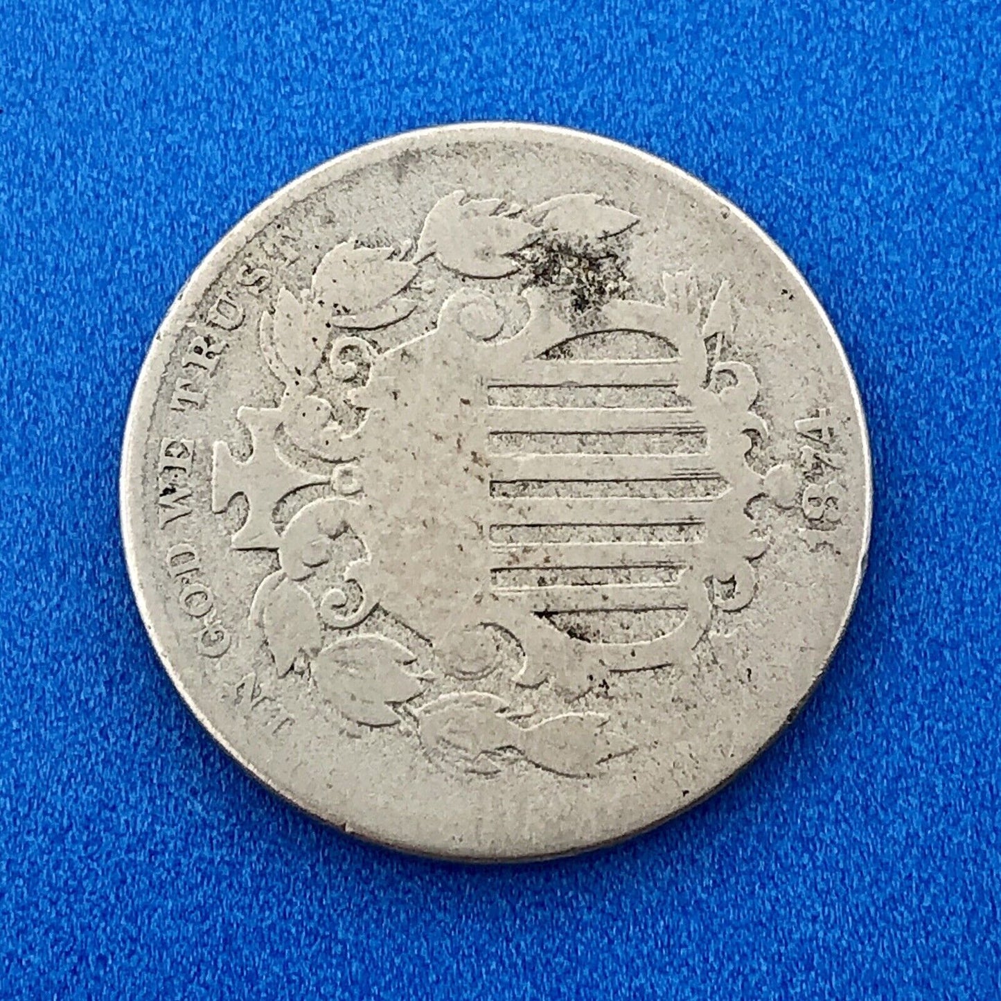1874 P Shield Nickel Variety 2 Scarce Rare Better Key Philadelphia Mint Coin