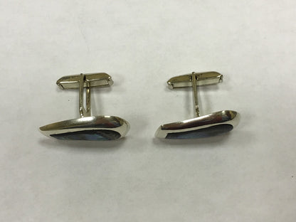 Sterling Silver Mexican Abalone Shell Cuff Links