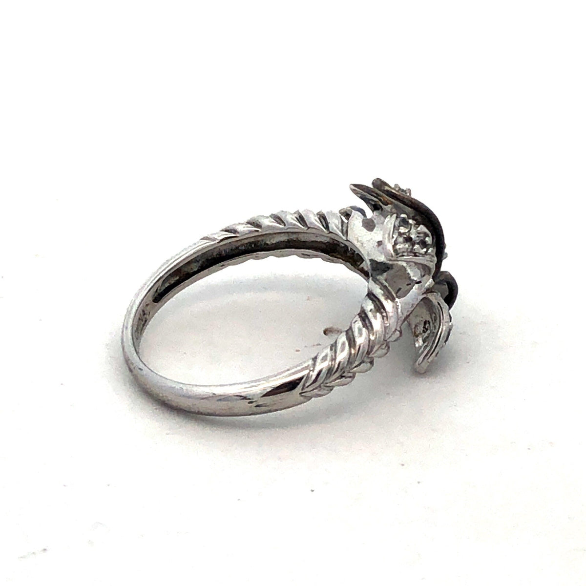 Designer CC 925 Sterling Silver Round White Topaz Lily Orchid Flower Ring
