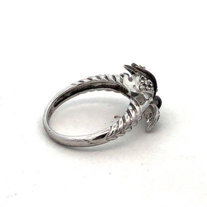 Designer CC 925 Sterling Silver Round White Topaz Lily Orchid Flower Ring