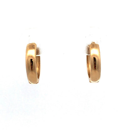 Designer EHC 14K Yellow Gold Polished Round Hinged Huggie Hoop Earrings