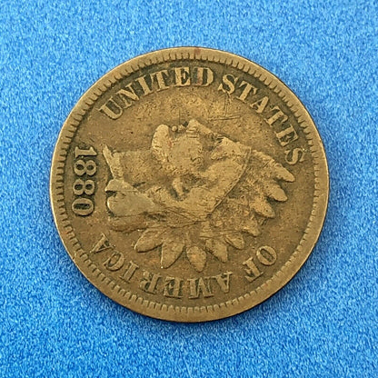 1880 P Indian Head One Cent Penny Type 3 Bronze Better Key Philadelphia Coin