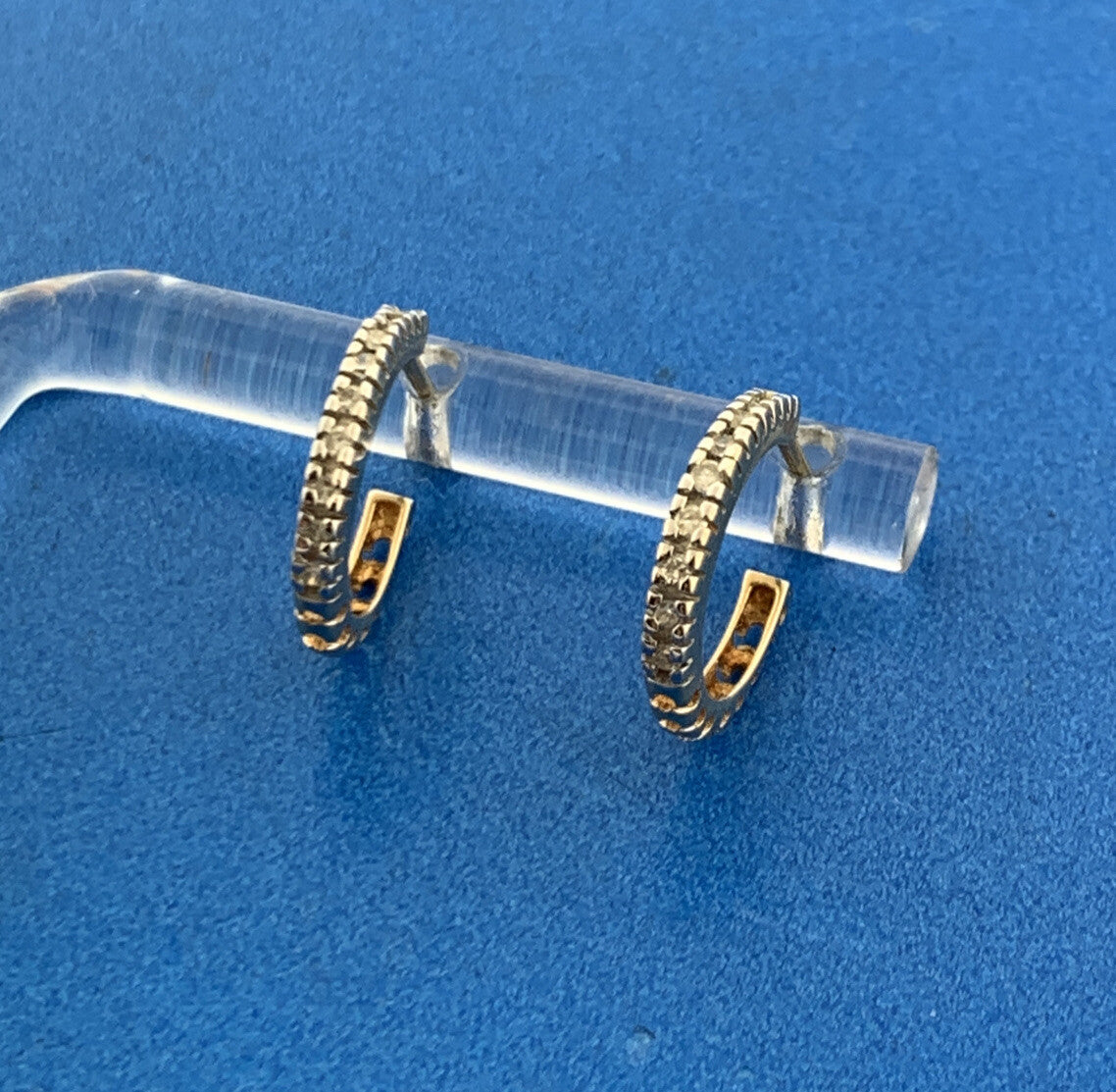 Designer 14K Yellow Gold Diamond April Anniversary Birthday Huggy Hoop Earrings