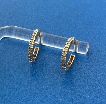 Designer 14K Yellow Gold Diamond April Anniversary Birthday Huggy Hoop Earrings