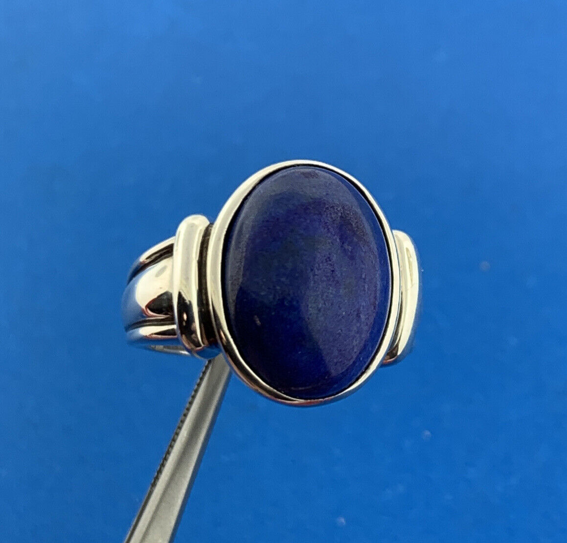 Designer 925 Sterling Silver Lapis Lazuli Cabochon Statement Dome Ring