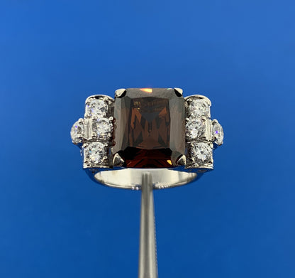 Joseph Esposito QVC 925 Sterling Silver Garnet Diamonique CZ Statement Ring