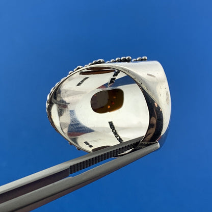 Stunning Sterling Silver 925 Cabochon Amber Statement Finger Ring Size 6