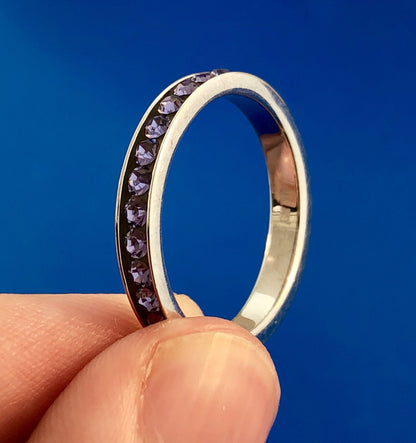 Sensational Designer 925 Sterling Silver Amethyst February Anniversary Band Ring