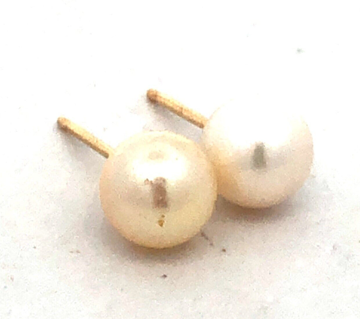 Designer 14K Yellow Gold White Pearl Solitaire June Anniversary Stud Earrings