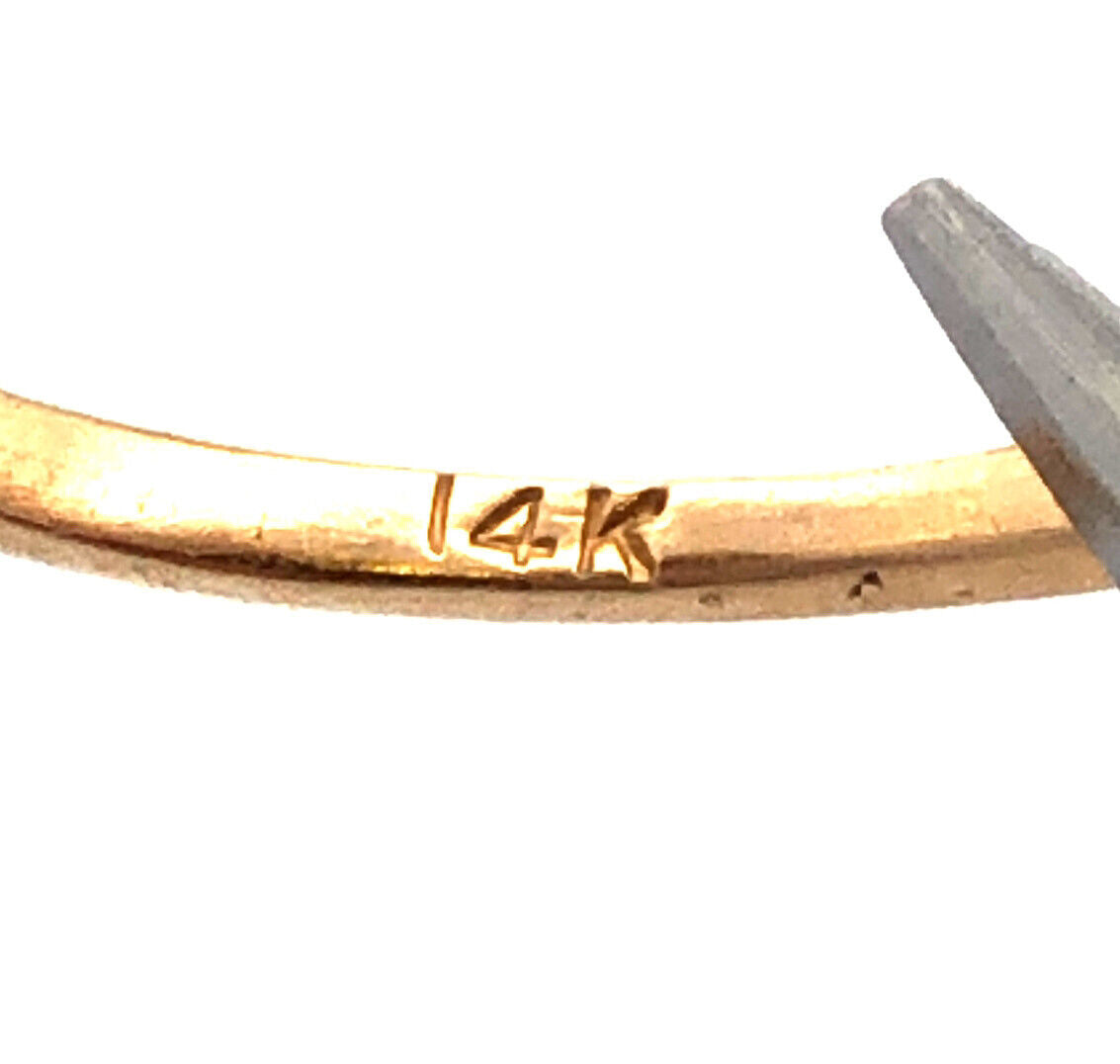 Estate 14K Yellow Gold Marquise Amethyst Diamond Stacking Band Ring