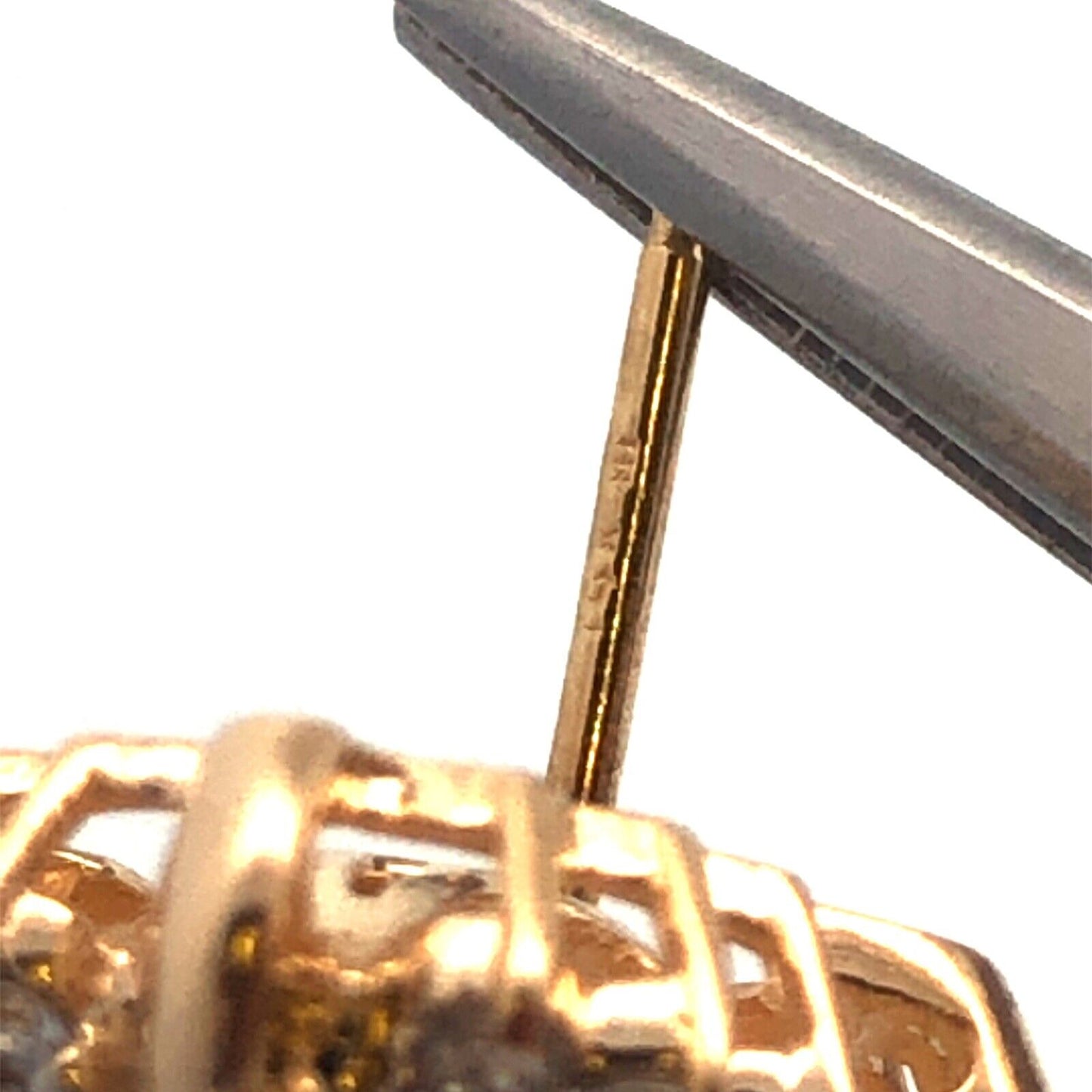 Designer 14K Yellow Gold Pearl Diamond Halo Statement Stud Earrings