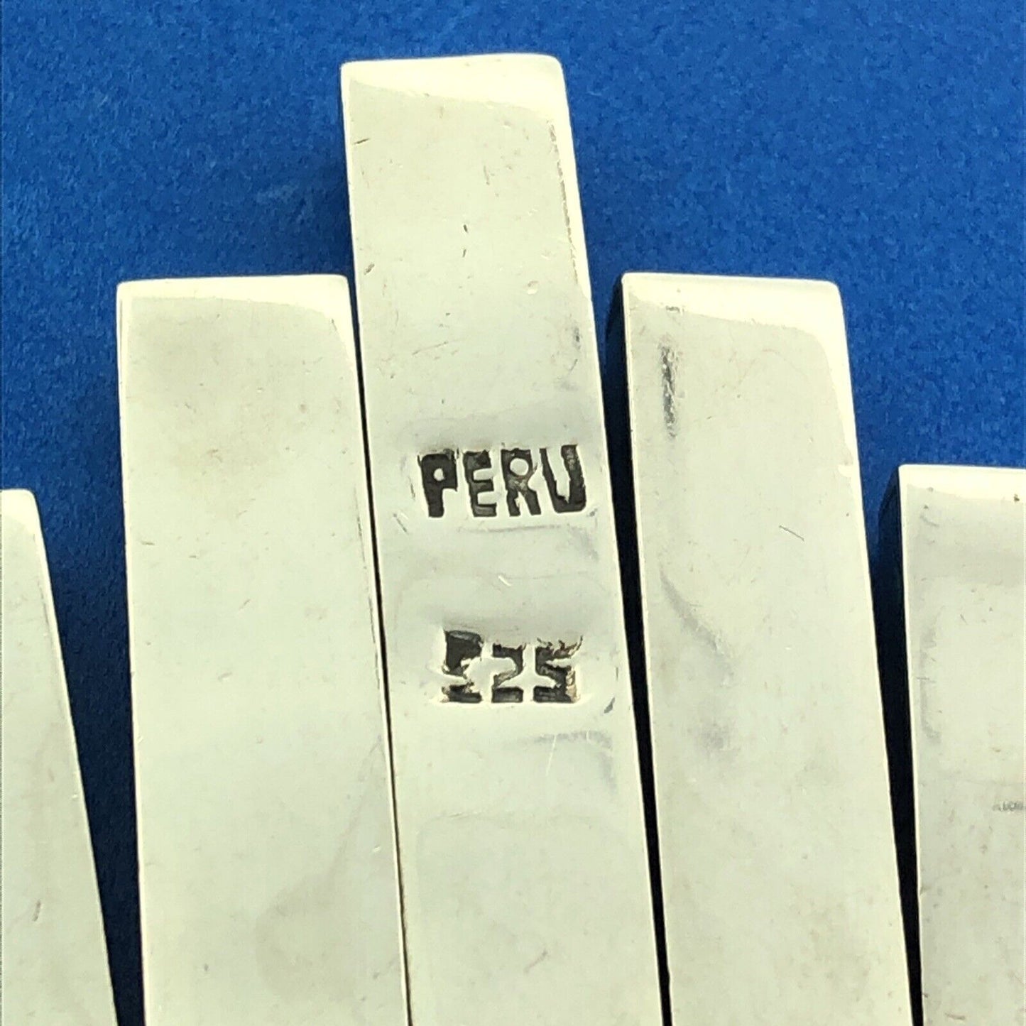 Estate Modernist 925 Sterling Silver 925 Malachite Abstract Statement Necklace