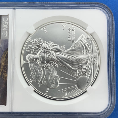 2015 American Silver Eagle 999 Fine 1 Oz Silver NGC MS69 First Release Eagle Lab