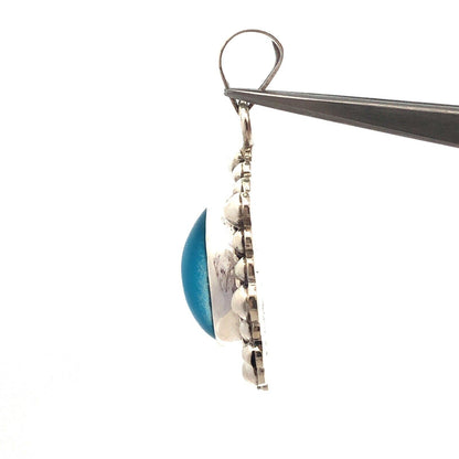 Designer ATI Mexico 925 Sterling Silver Oval Blue Cat's Eye Statement Pendant