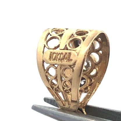 10K Yellow Gold Cubic Zirconia Christ Head Jesus Religious Statement Pendant