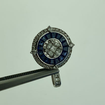 14K White Gold Diamond Sapphire Anniversary Infinity Eternity Pendant