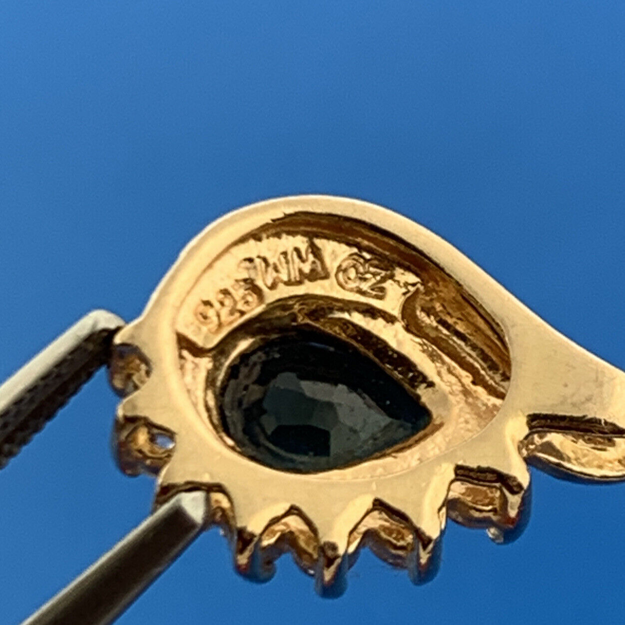 Designer 925 Sterling Silver Vermeil Blue Pear Shaped Cubic Zirconia CZ Pendant