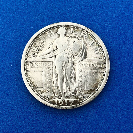 1917 P Standing Liberty Silver Quarter 25c Type 1 Philadelphia VF/XF Details