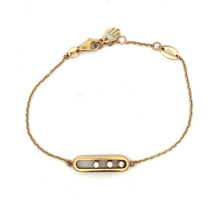 Designer Pacha 18K Yellow Gold Cubic Zirconia Abacus Style Hamsa Hand Bracelet
