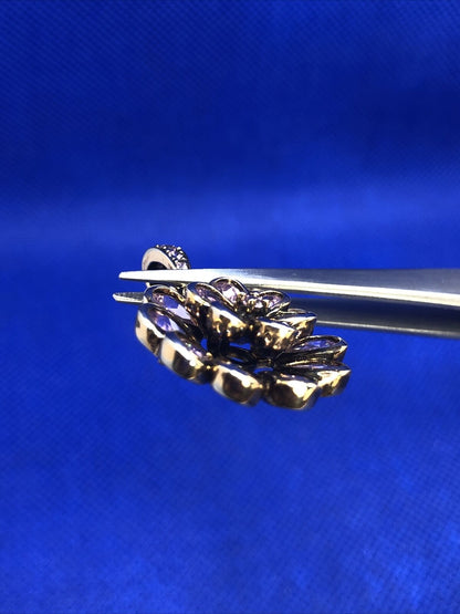 Designer Vermeil Sterling Silver Purple Cubic Zirconia Flower Statement Pendant