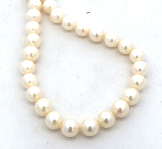 Vintage Majorica 14K Yellow Gold White Simulated Pearl Knotted Beaded Necklace