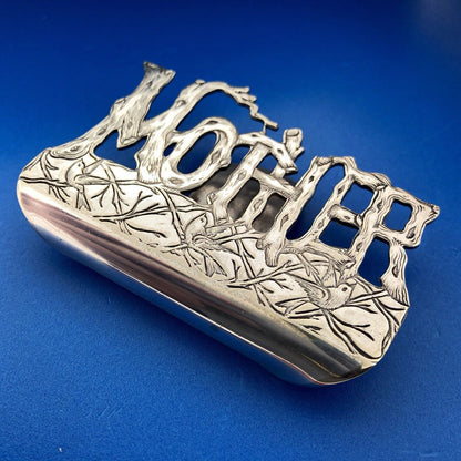 Art Nouveau Paye & Baker Silver Plate Gothic MOTHER Birds Trees Theme Money Clip