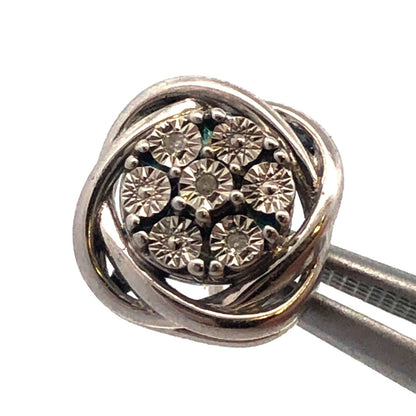 Designer 925 Sterling Silver Round Diamond Cluster Flower Stud Earrings