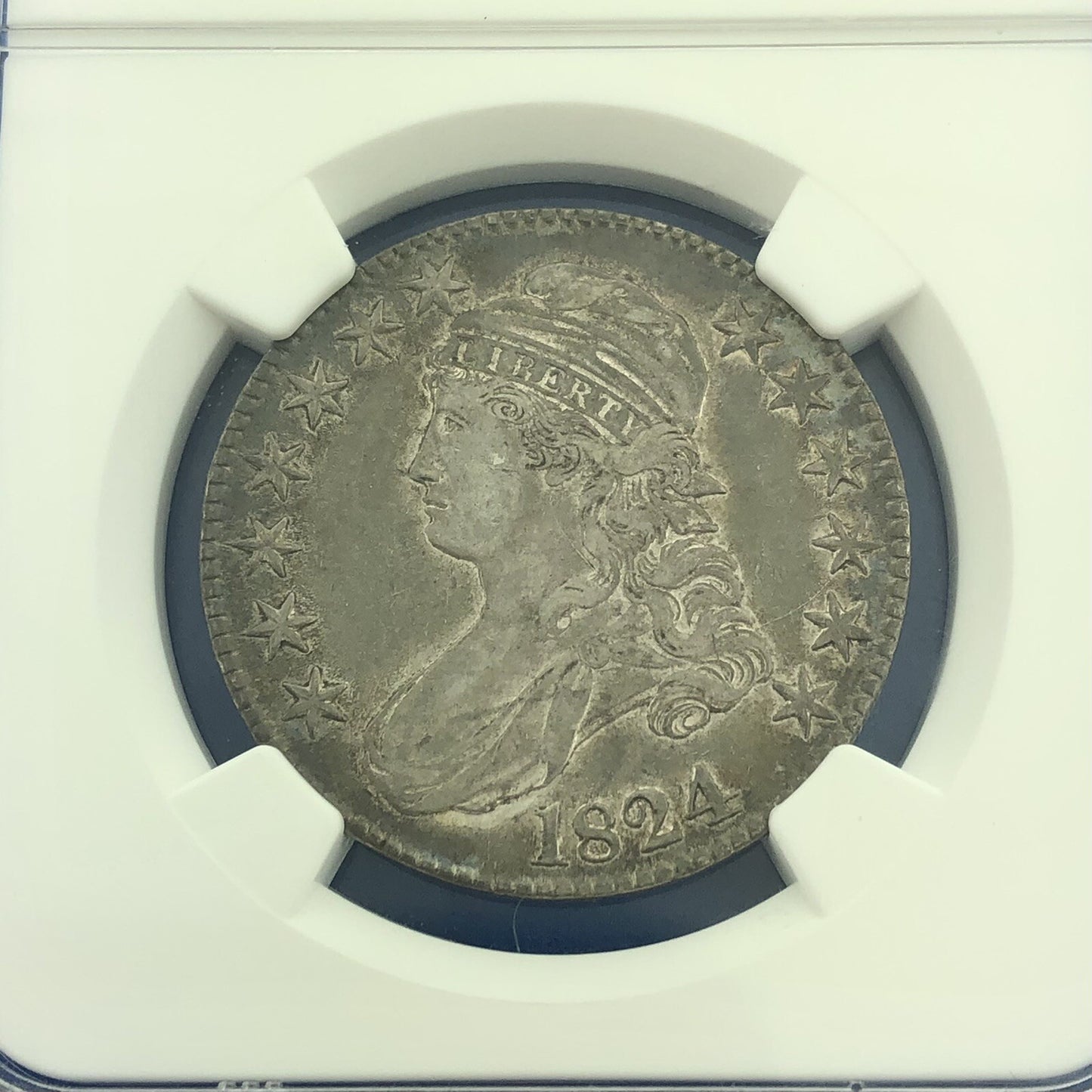 1824 Capped Bust Silver Half Dollar 50c Lettered Edge NGC XF45 Early US Coin