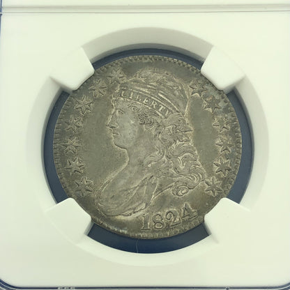 1824 Capped Bust Silver Half Dollar 50c Lettered Edge NGC XF45 Early US Coin