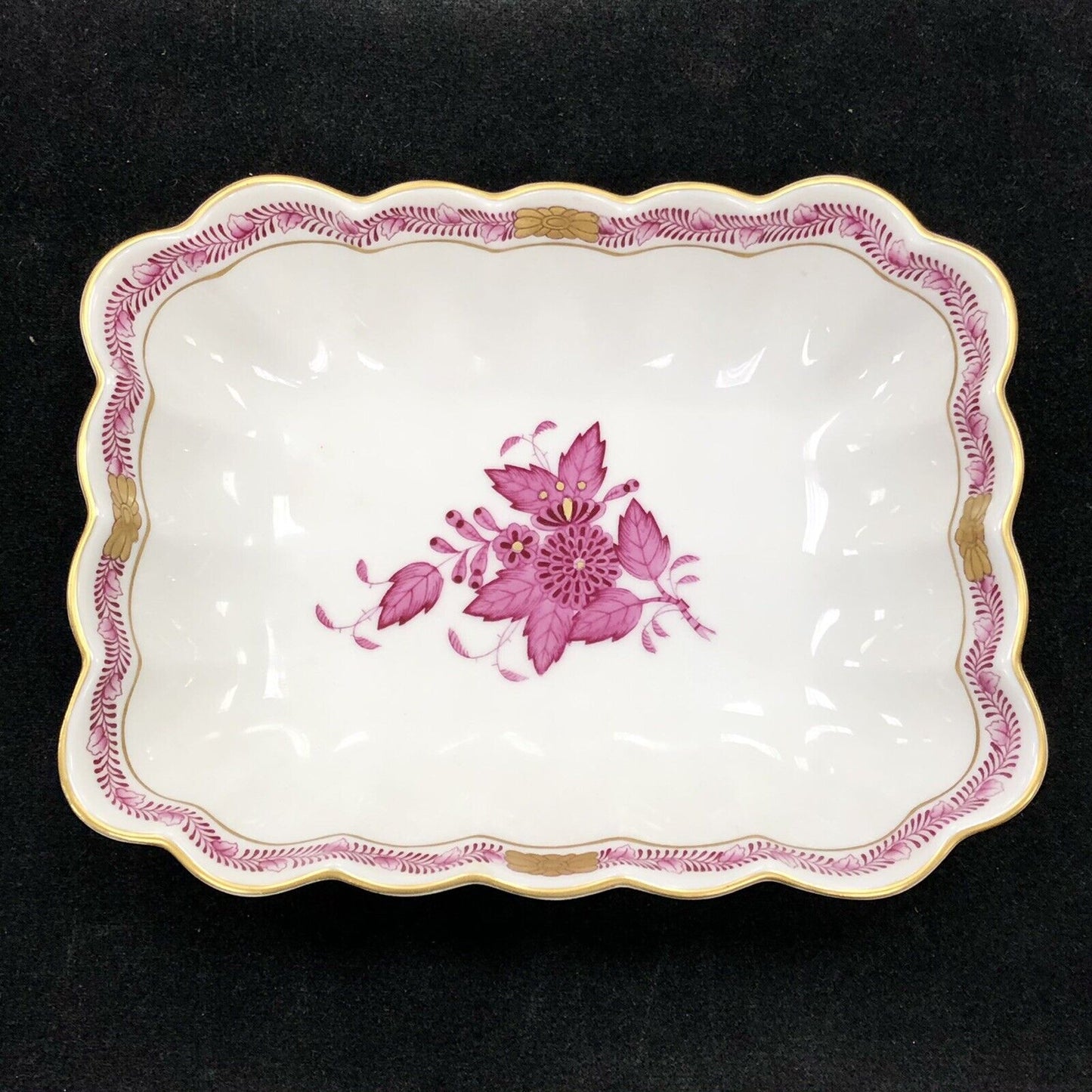 Vintage Herend Hugary Raspberry Chinese Bouquet Apponyi Rectangular Serving Dish