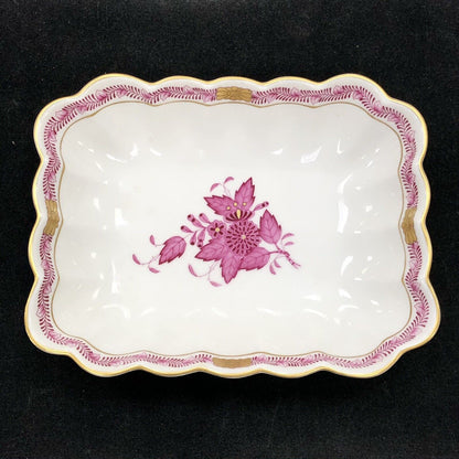 Vintage Herend Hugary Raspberry Chinese Bouquet Apponyi Rectangular Serving Dish