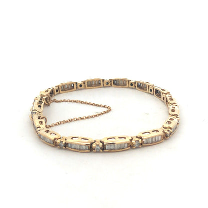 14K Yellow Gold Baguette Round Diamond Tennis Bracelet