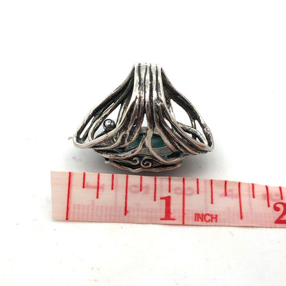 Israel Designer Didae 925 Sterling Silver Oval Malachite Cabochon Statement Ring