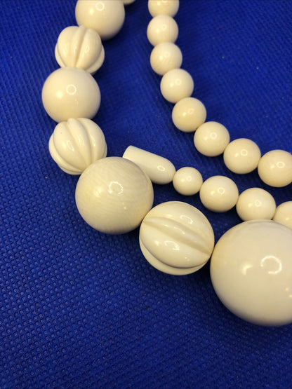 Vintage Art Deco Bakelite Celluloid Bead 3 Piece Lot Necklaces & Cuff Bracelet