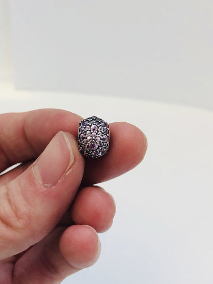 Authentic Pandora Light Pink Pave Lights Sterling Silver Bead Charm 791051PCZ