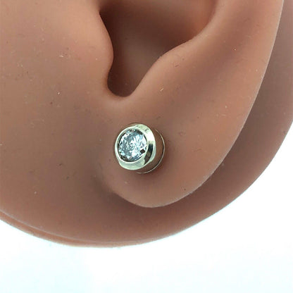 Designer 14K White Gold Round Diamond Stud Earrings