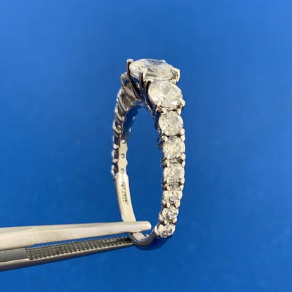 Diamonique Cubic Zirconia 925 Sterling Silver Wedding Bridal Rings Set