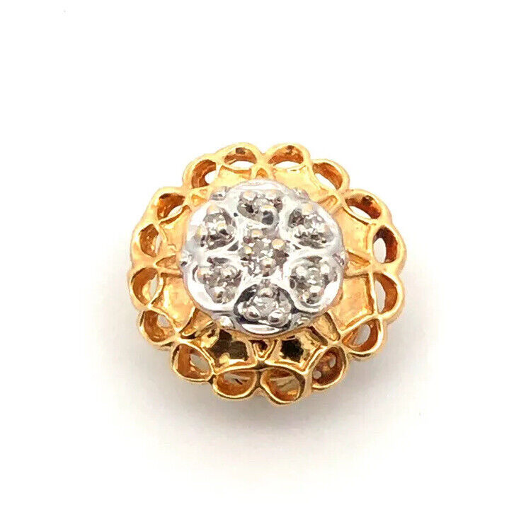 Designer KLJCI 14K Yellow Gold 2 Tone Diamond Round Flower Slide Bracelet Charm