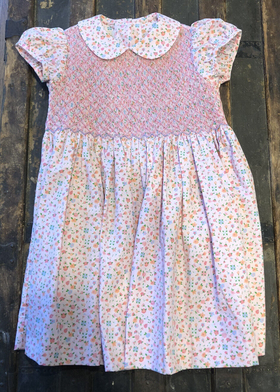 The Beaufort Bonnet Company Girls Size 7 Pink Floral Ruched Dress