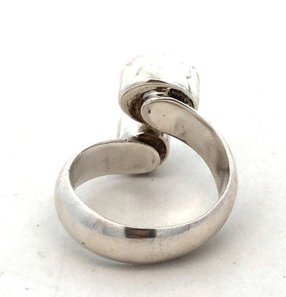 Designer LD 925 Sterling Silver Oval Purple Amethyst Pearl Bypass Ring