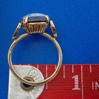 Vintage 10K Yellow Gold Filled Opal Doublet Cabochon October Anniversary Ring