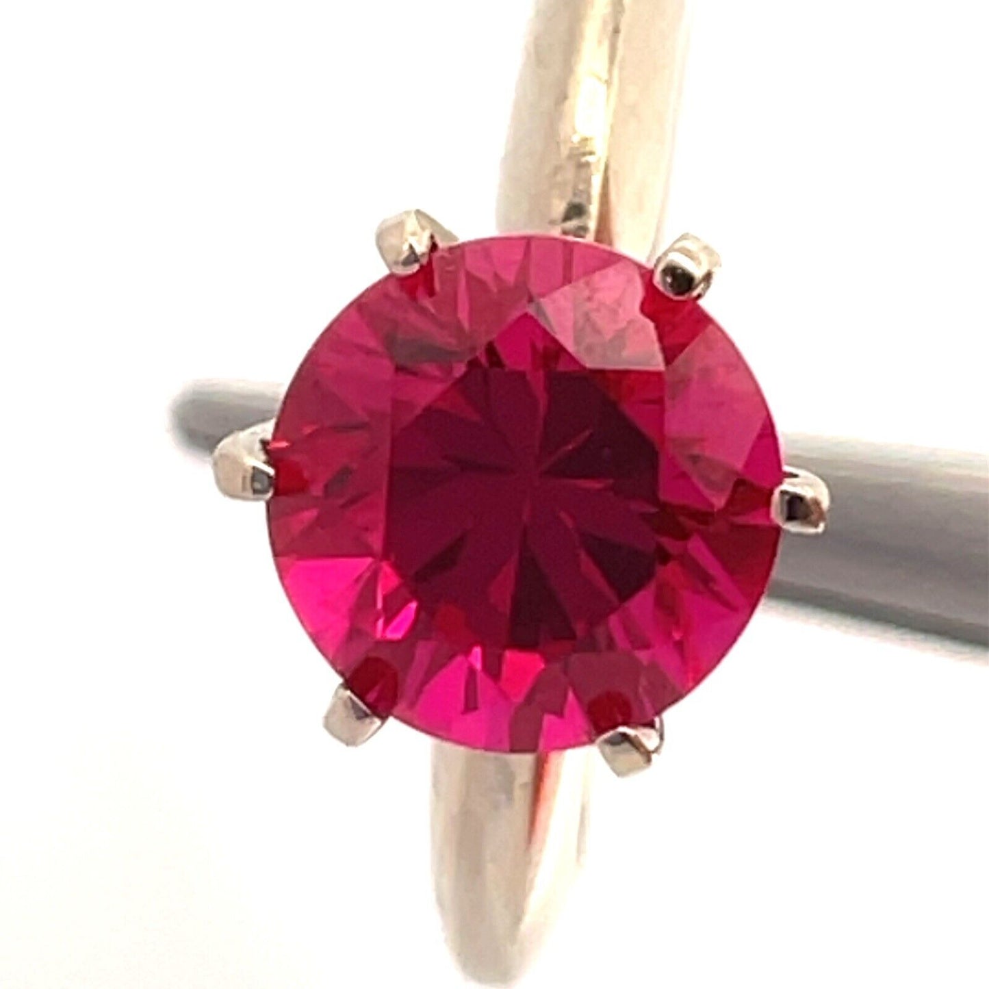 Designer 14K White Gold Ruby Solitaire Statement Cocktail Engagement Ring