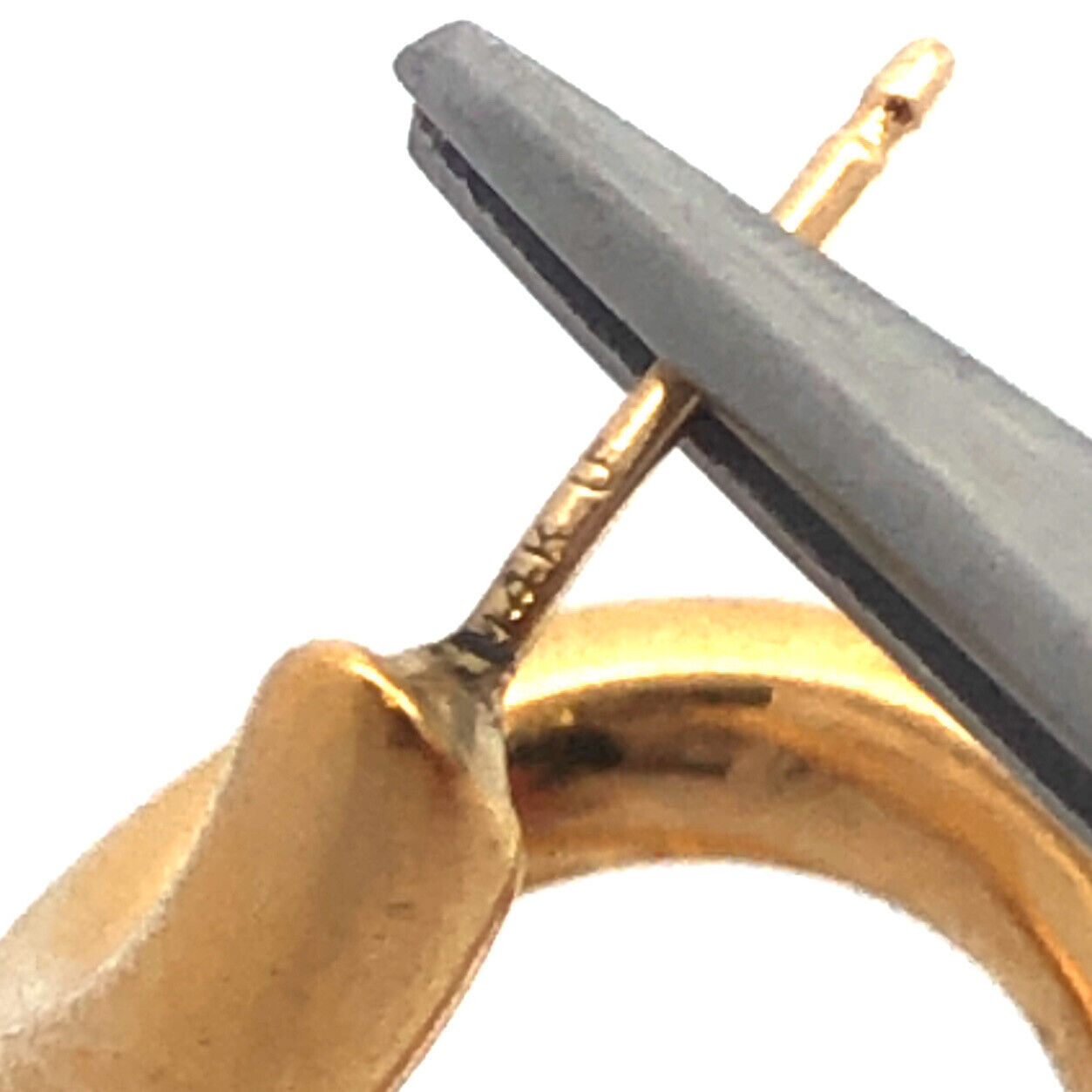 Designer UF 14K Yellow Gold Modernist Spiral Swirl Drop Dangle Stud Earrings