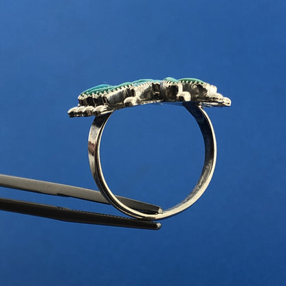 Stunning Sterling Silver 925 Cabochon Round Oval Turquoise Finger Ring Size 5.5