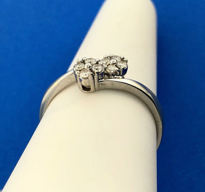 Modernist 14K White Gold Diamond Cluster Engagement Anniversary Bypass Ring