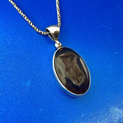 Starborn Creations Sterling Silver 925 Oval Window Drusy Druzy Pendant Necklace